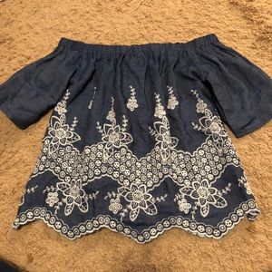 Off the shoulder denim top